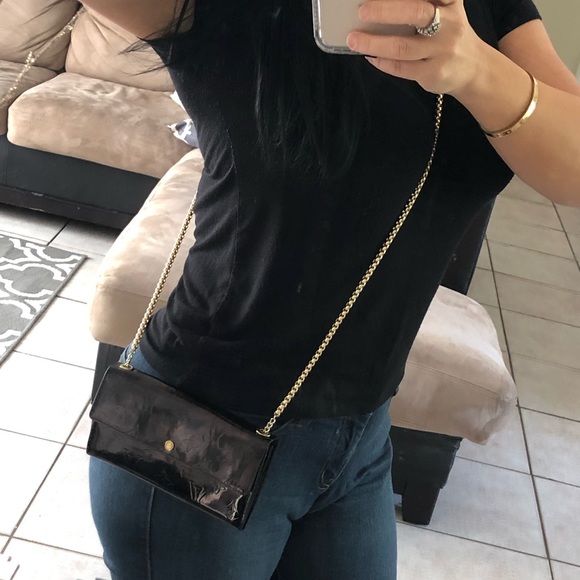 Louis Vuitton Vernis Wallet Chain Black Patent Leather Crossbody Revamp - Picture 5 of 8